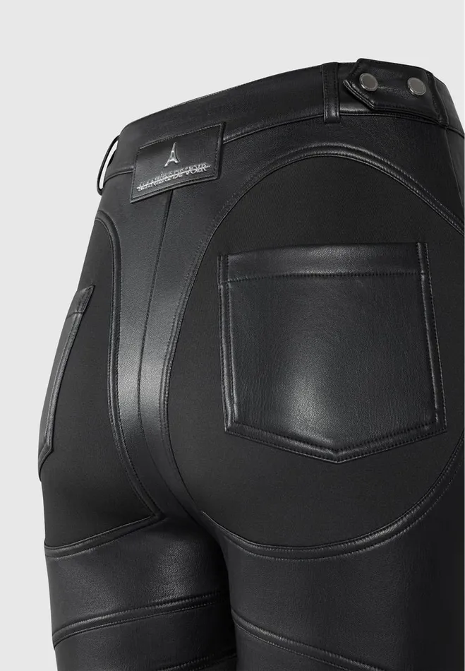 Manire De Voir Matching Sets Manire De Voir Woman Vegan Leather Contour Leggings 8211 Black
