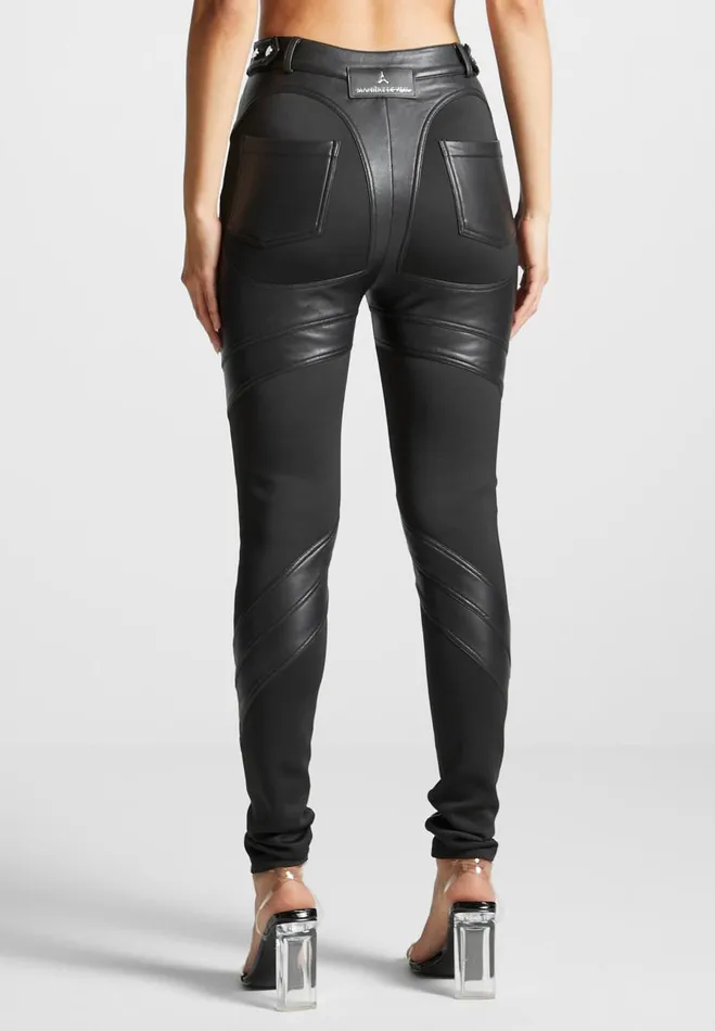 Manire De Voir Matching Sets Manire De Voir Woman Vegan Leather Contour Leggings 8211 Black