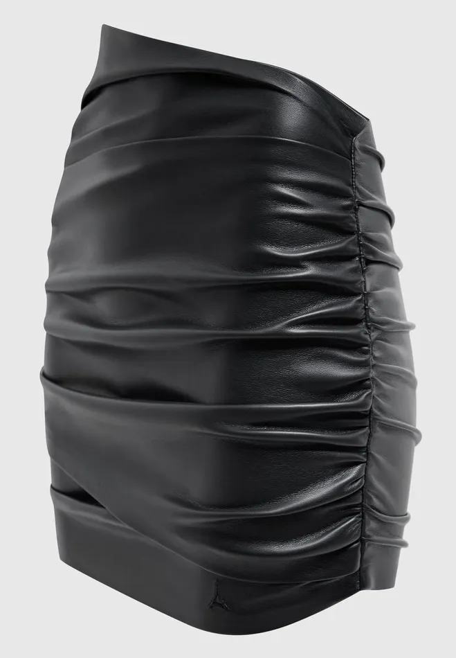 Manire De Voir Matching Sets Manire De Voir Woman Vegan Leather Gathered Mini Skirt 8211 Black
