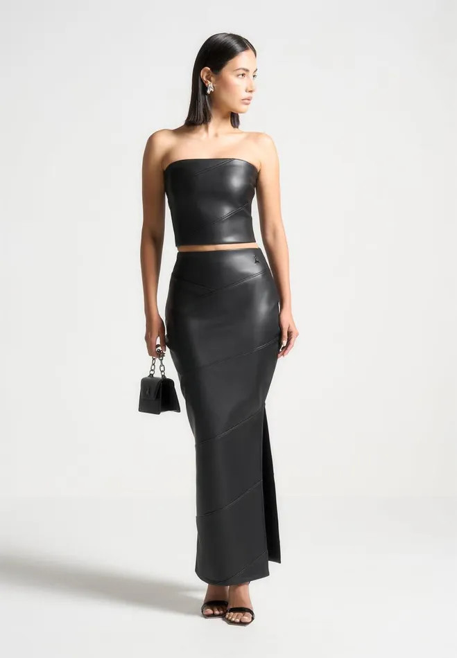 Manire De Voir Matching Sets Manire De Voir Woman Vegan Leather Midaxi Skirt 8211 Black Manire De Voir Matching Sets Manire De Voir Woman Vegan Leather Midaxi Skirt 8211 Black