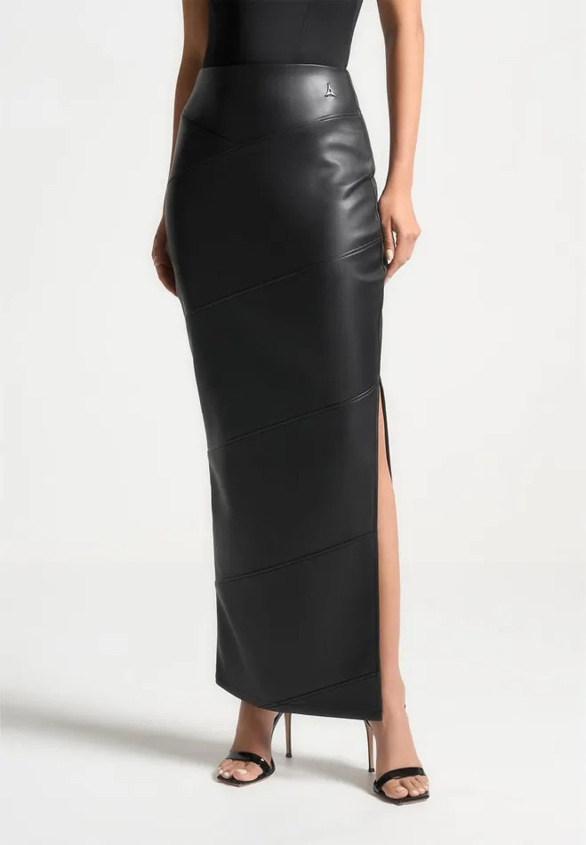 Manire De Voir Matching Sets Manire De Voir Woman Vegan Leather Midaxi Skirt 8211 Black