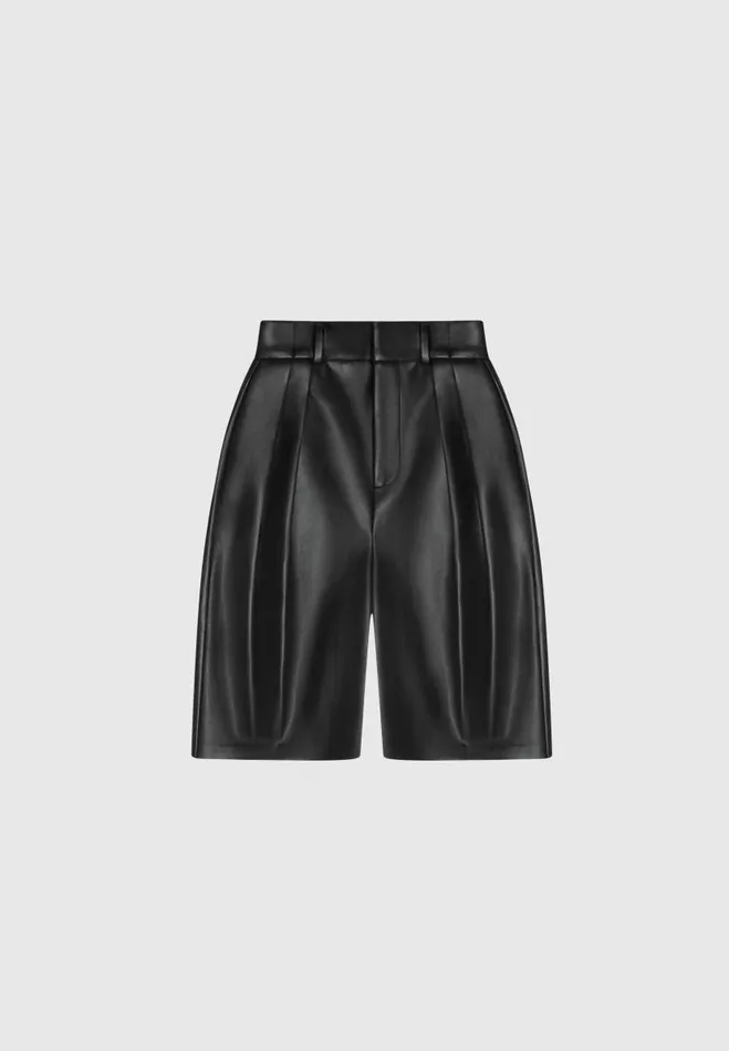Manire De Voir Matching Sets Manire De Voir Woman Vegan Leather Tailored City Shorts 8211 Black