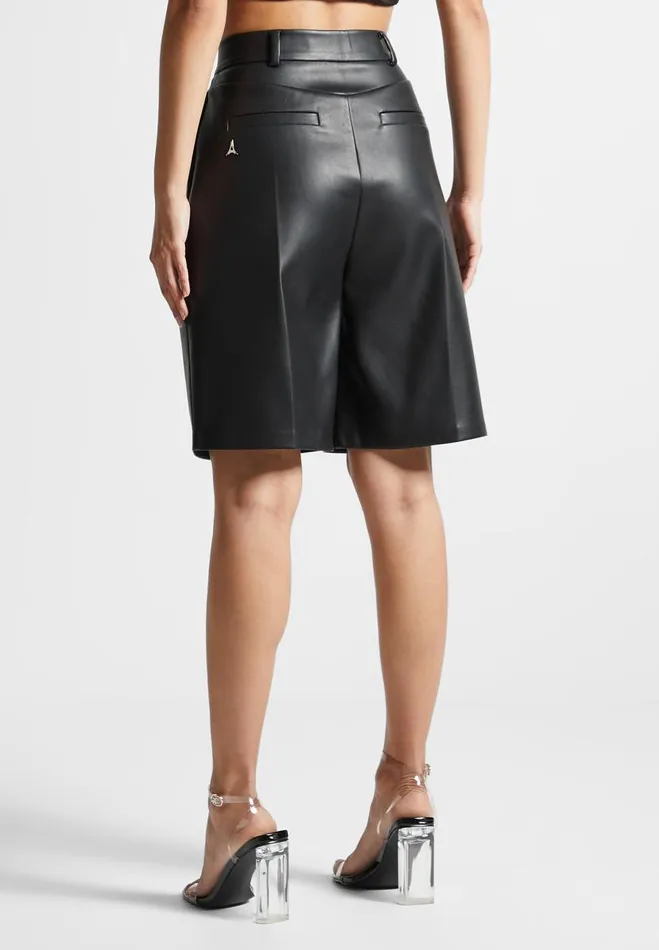 Manire De Voir Matching Sets Manire De Voir Woman Vegan Leather Tailored City Shorts 8211 Black