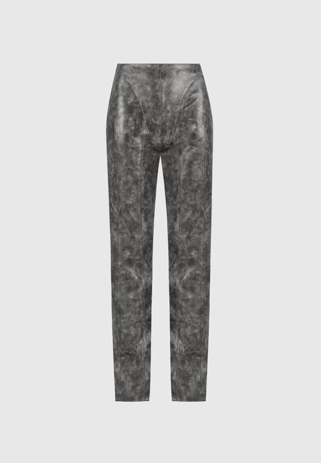 Manire De Voir Matching Sets Manire De Voir Woman Vintage Vegan Leather Trousers 8211 Grey