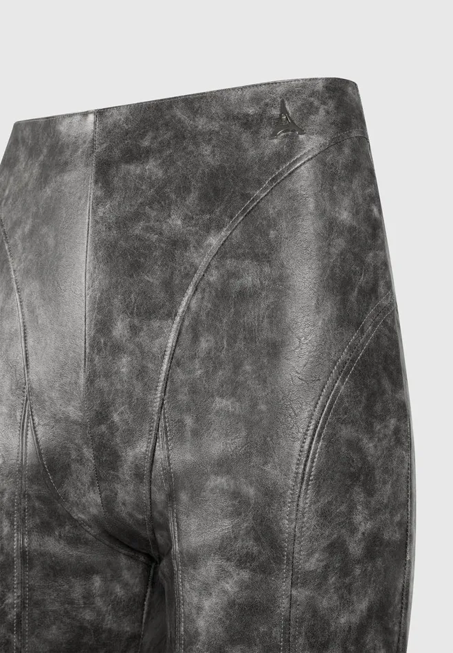 Manire De Voir Matching Sets Manire De Voir Woman Vintage Vegan Leather Trousers 8211 Grey