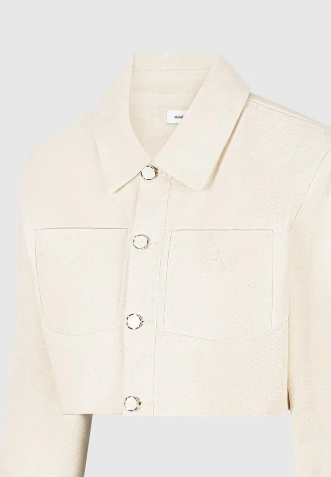 Manire De Voir Matching Sets Manire De Voir Woman Wide Shoulder Cropped Denim Jacket 8211 Cream