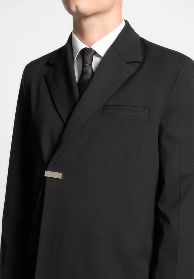 Manire De Voir Modern Tailoring Manire De Voir Man Double Breasted Pinstripe Suit Jacket 8211 Black