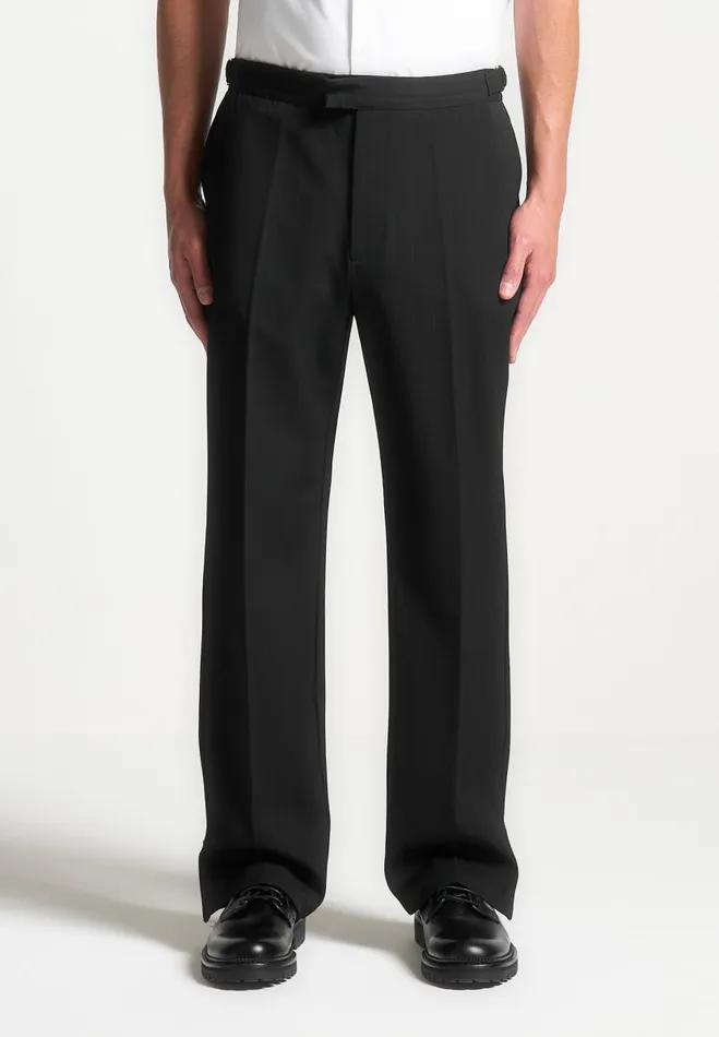 Manire De Voir Modern Tailoring Manire De Voir Man Regular Fit Pinstripe Tailored Trousers 8211 Black Manire De Voir Modern Tailoring Manire De Voir Man Regular Fit Pinstripe Tailored Trousers 8211 Black
