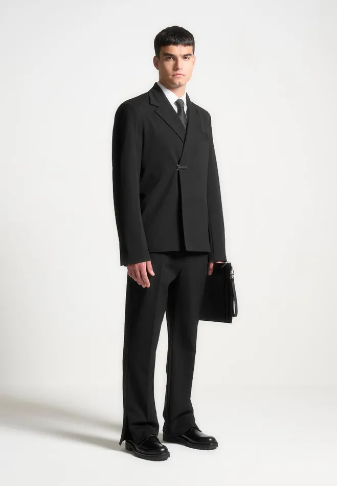 Manire De Voir Modern Tailoring Manire De Voir Man Regular Fit Pinstripe Tailored Trousers 8211 Black
