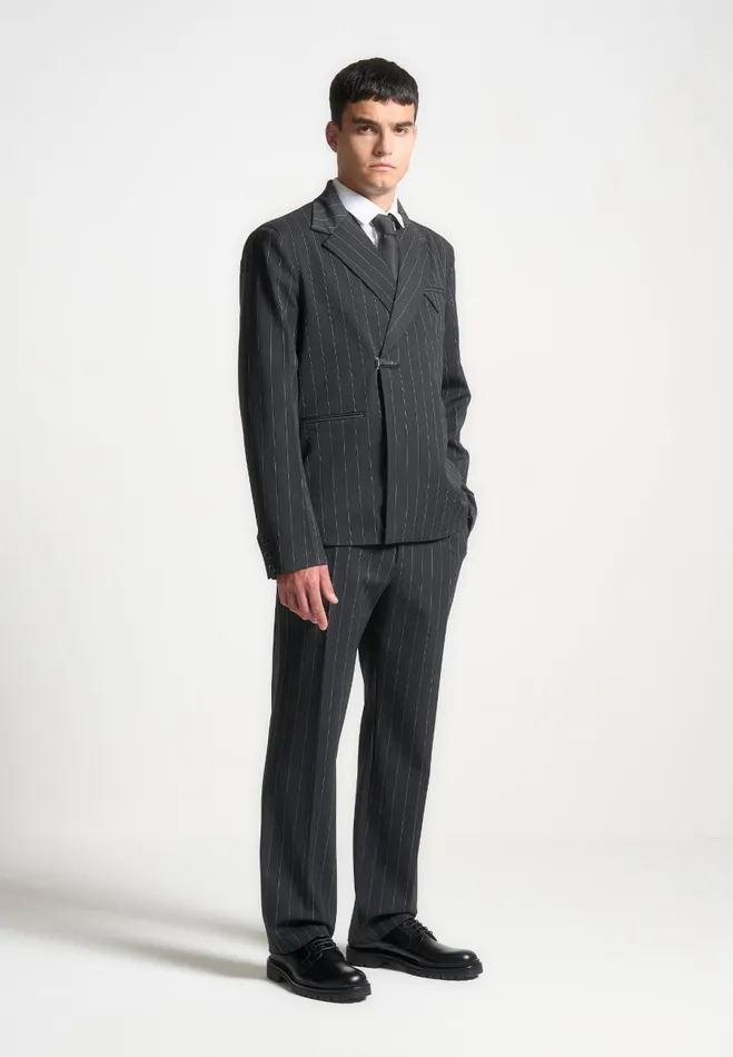 Manire De Voir Modern Tailoring Manire De Voir Man Regular Fit Pinstripe Tailored Trousers 8211 Grey Manire De Voir Modern Tailoring Manire De Voir Man Regular Fit Pinstripe Tailored Trousers 8211 Grey