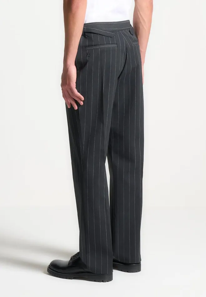 Manire De Voir Modern Tailoring Manire De Voir Man Regular Fit Pinstripe Tailored Trousers 8211 Grey