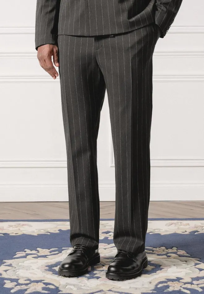 Manire De Voir Modern Tailoring Manire De Voir Man Regular Fit Pinstripe Tailored Trousers 8211 Grey