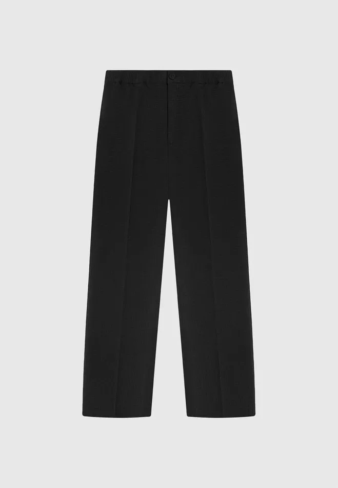 Manire De Voir Modern Tailoring Manire De Voir Man Regular Fit Waffle Seersucker Tailored Trousers 8211 Black