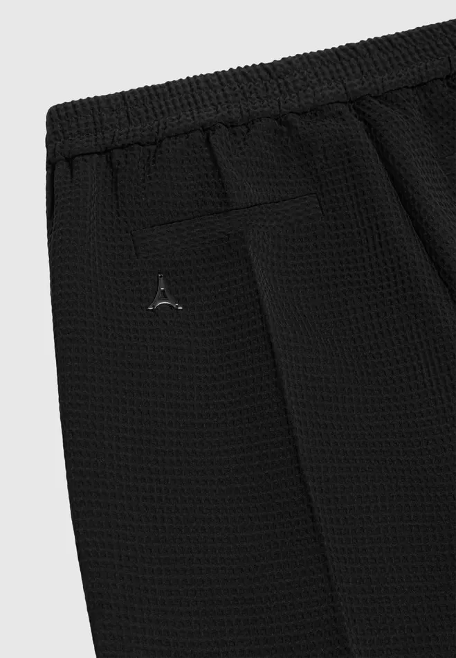 Manire De Voir Modern Tailoring Manire De Voir Man Regular Fit Waffle Seersucker Tailored Trousers 8211 Black