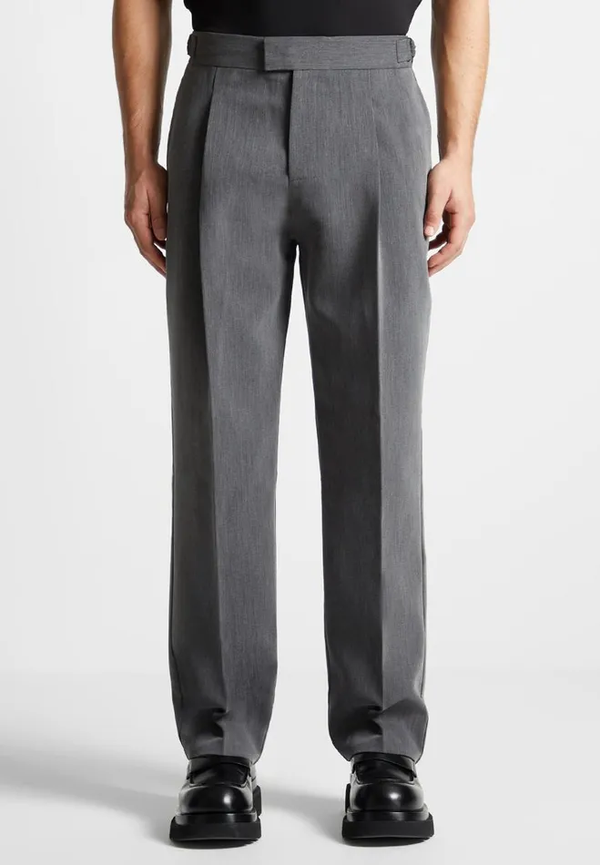 Manire De Voir Modern Tailoring Manire De Voir Man Relaxed Fit Grained Pleated Tailored Trousers 8211 Dark Grey Manire De Voir Modern Tailoring Manire De Voir Man Relaxed Fit Grained Pleated Tailored Trousers 8211 Dark Grey