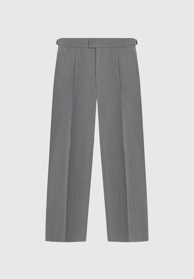 Manire De Voir Modern Tailoring Manire De Voir Man Relaxed Fit Grained Pleated Tailored Trousers 8211 Dark Grey