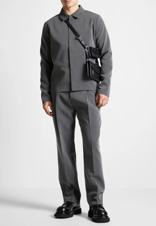 Manire De Voir Modern Tailoring Manire De Voir Man Relaxed Fit Grained Pleated Tailored Trousers 8211 Dark Grey
