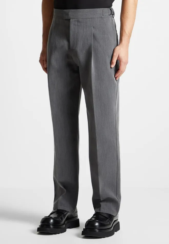 Manire De Voir Modern Tailoring Manire De Voir Man Relaxed Fit Grained Pleated Tailored Trousers 8211 Dark Grey
