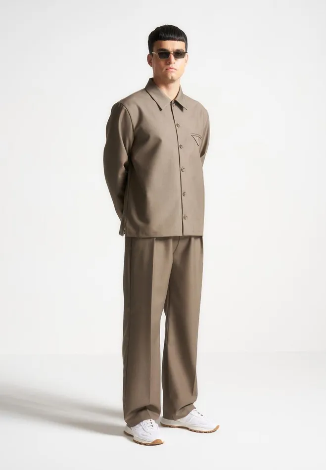 Manire De Voir Modern Tailoring Manire De Voir Man Relaxed Fit Hatched Pleated Tailored Trousers 8211 Khaki Manire De Voir Modern Tailoring Manire De Voir Man Relaxed Fit Hatched Pleated Tailored Trousers 8211 Khaki