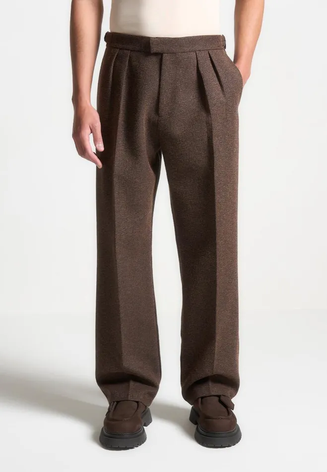 Manire De Voir Modern Tailoring Manire De Voir Man Relaxed Fit Melange Tailored Twin Pleat Trousers 8211 Brown Manire De Voir Modern Tailoring Manire De Voir Man Relaxed Fit Melange Tailored Twin Pleat Trousers 8211 Brown