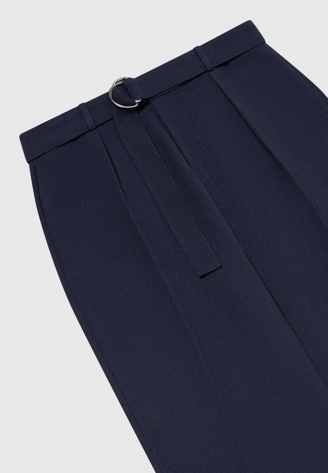 Manire De Voir Modern Tailoring Manire De Voir Man Relaxed Fit Textured Belted Tailored Trousers 8211 Navy