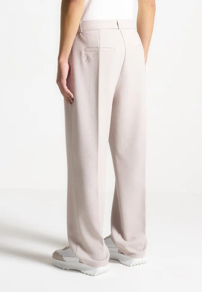 Manire De Voir Modern Tailoring Manire De Voir Man Relaxed Fit Textured Belted Tailored Trousers 8211 Stone