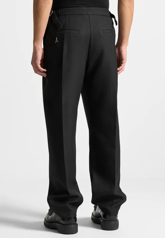 Manire De Voir Modern Tailoring Manire De Voir Man Relaxed Fit Textured Pleated Tailored Trousers 8211 Black