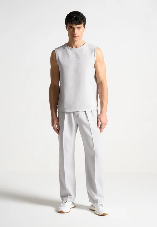Manire De Voir Modern Tailoring Manire De Voir Man Relaxed Fit Textured Twin Pleat Tailored Trousers 8211 Grey