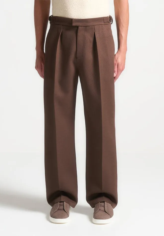 Manire De Voir Modern Tailoring Manire De Voir Man Relaxed Fit Twill Pleated Tailored Trousers 8211 Brown Manire De Voir Modern Tailoring Manire De Voir Man Relaxed Fit Twill Pleated Tailored Trousers 8211 Brown