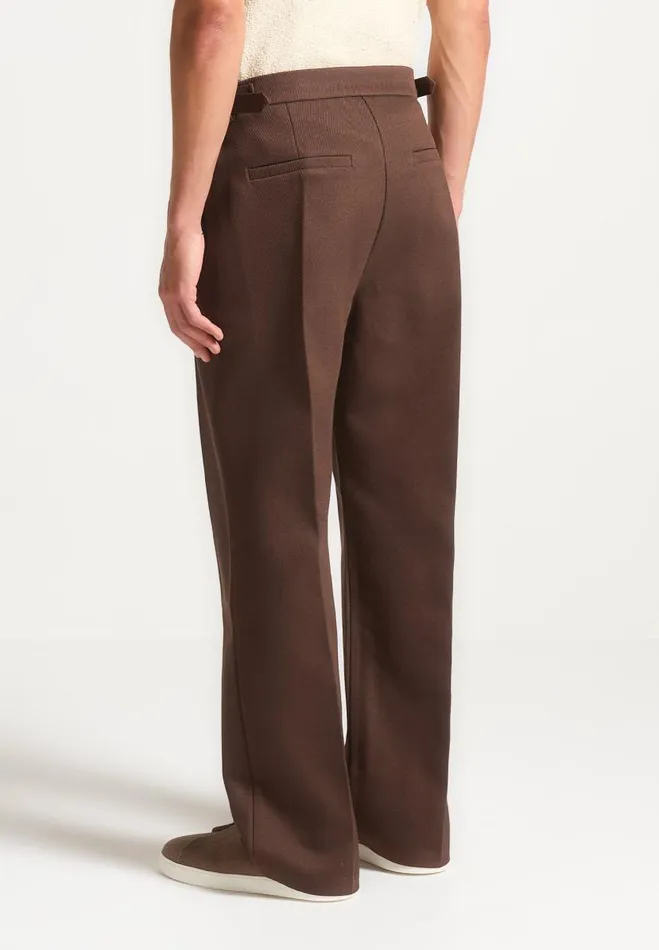 Manire De Voir Modern Tailoring Manire De Voir Man Relaxed Fit Twill Pleated Tailored Trousers 8211 Brown