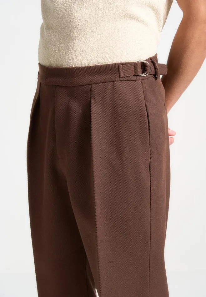 Manire De Voir Modern Tailoring Manire De Voir Man Relaxed Fit Twill Pleated Tailored Trousers 8211 Brown