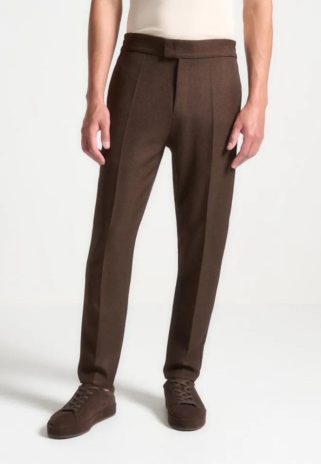 Manire De Voir Modern Tailoring Manire De Voir Man Slim Fit Tailored Trousers 8211 Brown Manire De Voir Modern Tailoring Manire De Voir Man Slim Fit Tailored Trousers 8211 Brown