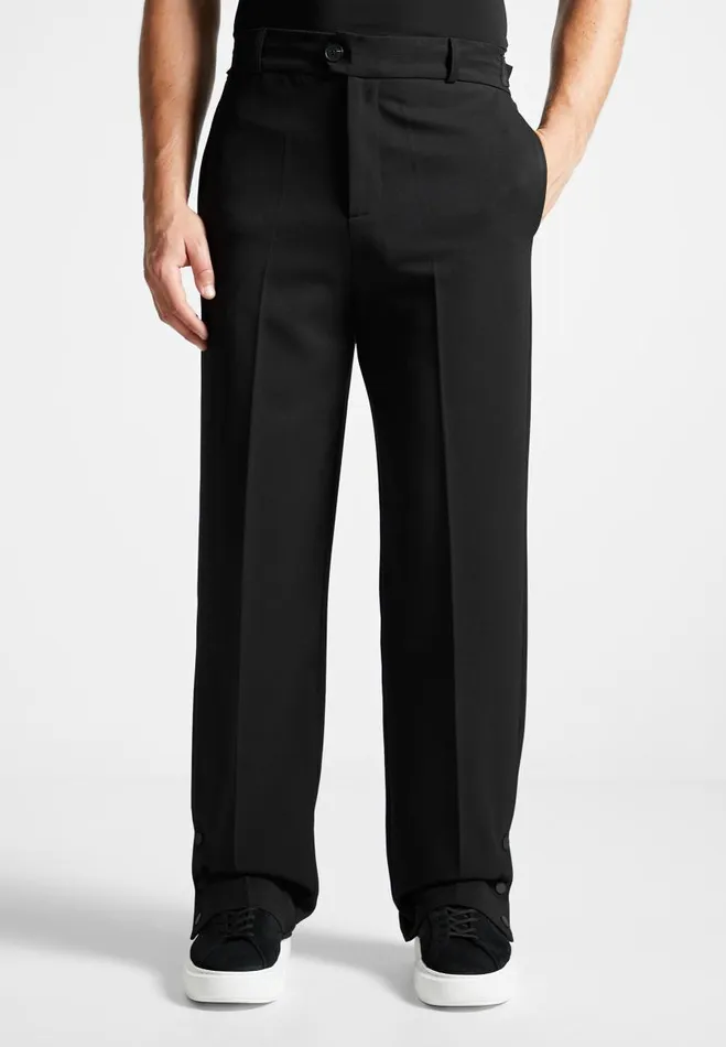 Manire De Voir Modern Tailoring Manire De Voir Man Straight Leg Buttoned Cuff Trousers 8211 Black