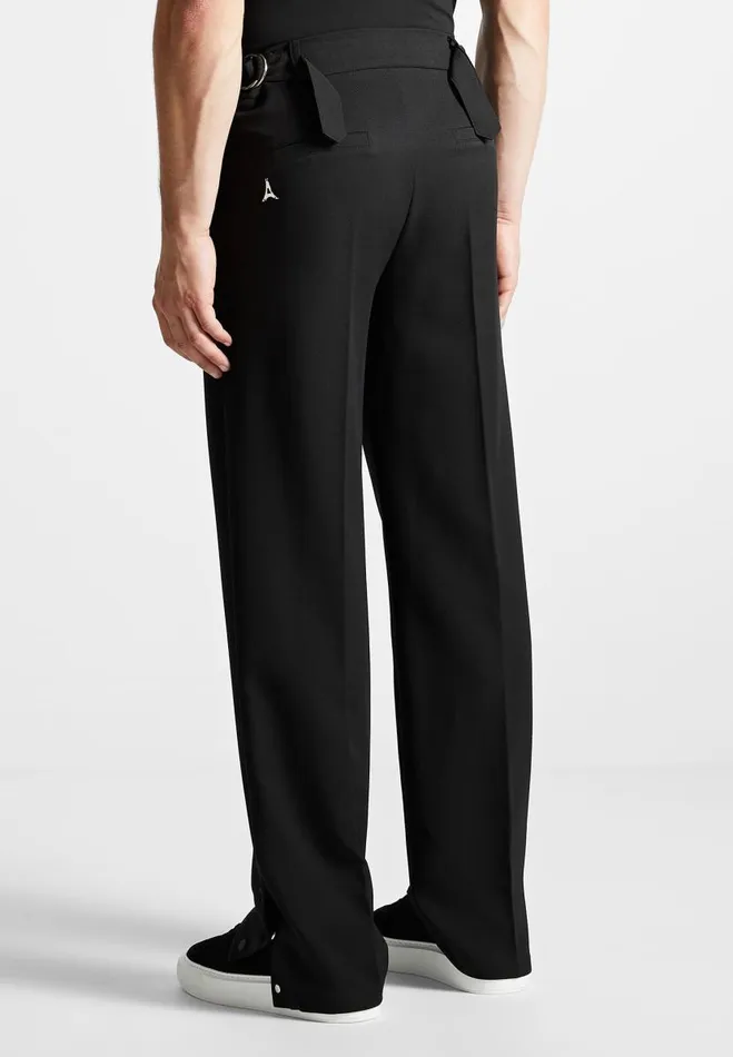Manire De Voir Modern Tailoring Manire De Voir Man Straight Leg Buttoned Cuff Trousers 8211 Black