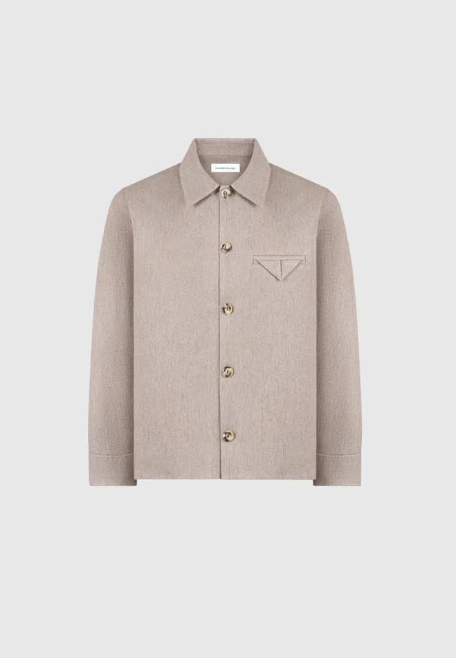 Manire De Voir Modern Tailoring Manire De Voir Man Textured Tailored Long Sleeve Overshirt 8211 Taupe