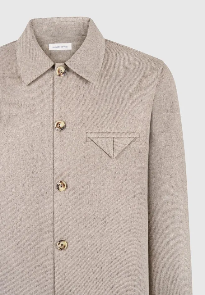 Manire De Voir Modern Tailoring Manire De Voir Man Textured Tailored Long Sleeve Overshirt 8211 Taupe