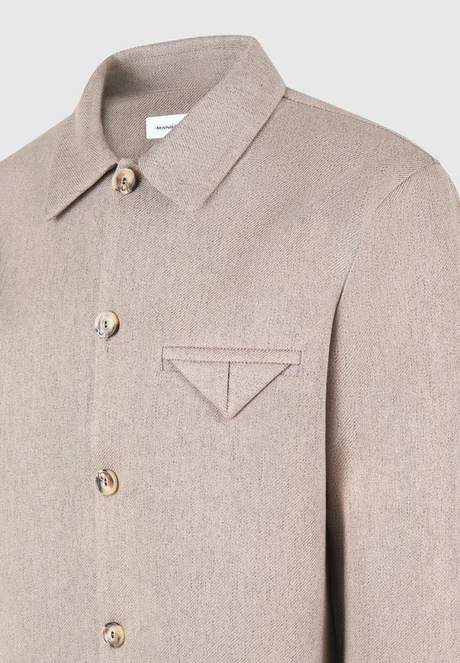 Manire De Voir Modern Tailoring Manire De Voir Man Textured Tailored Long Sleeve Overshirt 8211 Taupe