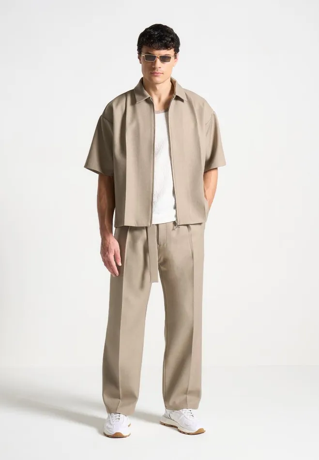 Manire De Voir Shirts Manire De Voir Man Boxy Shirt With Crease 8211 Beige