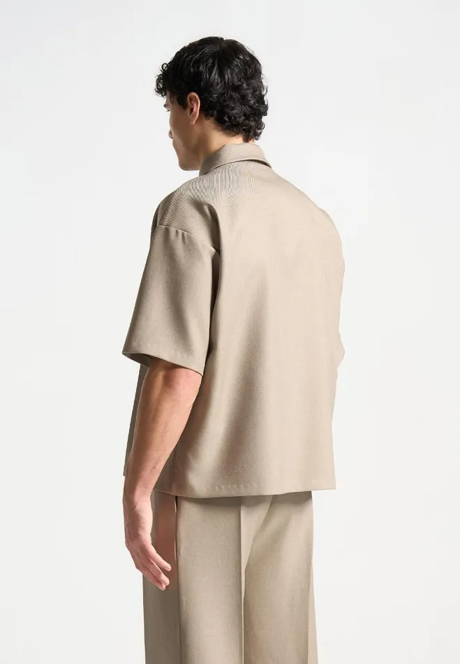 Manire De Voir Shirts Manire De Voir Man Boxy Shirt With Crease 8211 Beige