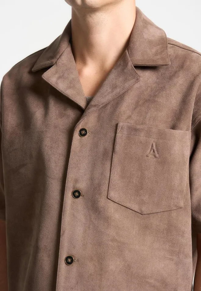 Manire De Voir Shirts Manire De Voir Man Boxy Suede Shirt 8211 Brown