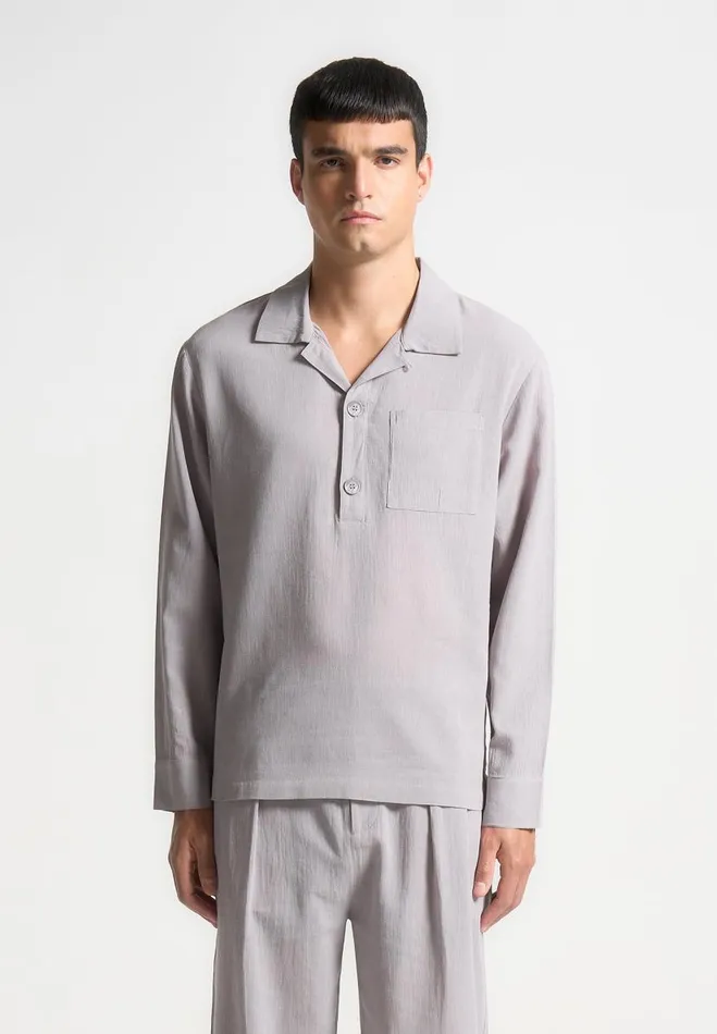 Manire De Voir Shirts Manire De Voir Man Crinkled Linen Pullover Shirt 8211 Grey