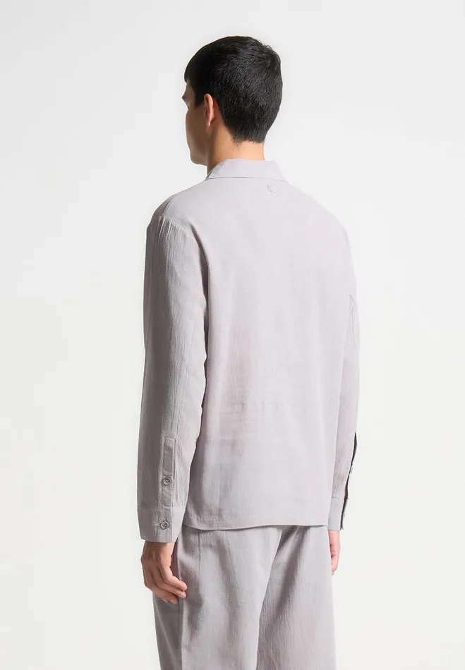 Manire De Voir Shirts Manire De Voir Man Crinkled Linen Pullover Shirt 8211 Grey