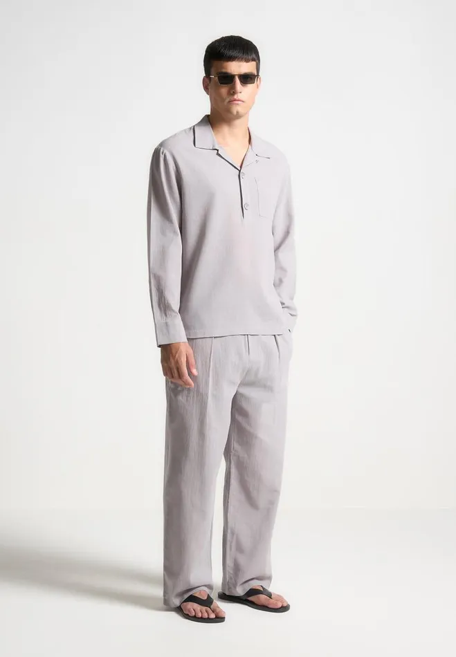 Manire De Voir Shirts Manire De Voir Man Crinkled Linen Pullover Shirt 8211 Grey