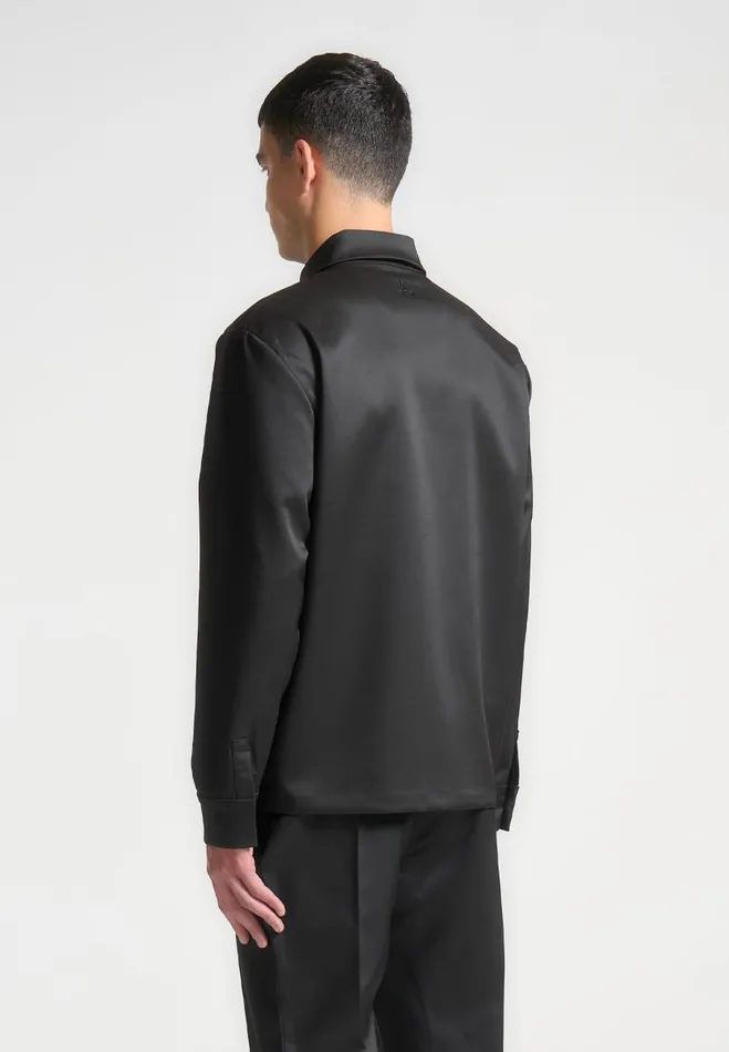 Manire De Voir Shirts Manire De Voir Man Satin Tailored Shirt With Triangle Pocket 8211 Black
