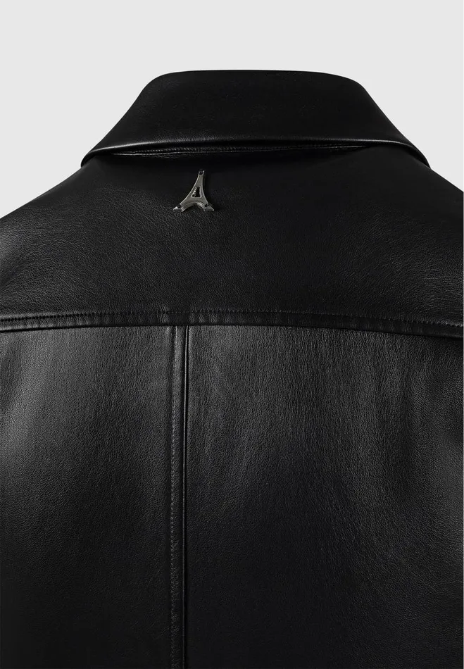 Manire De Voir Shirts Manire De Voir Woman Vegan Leather Angled Shirt 8211 Black