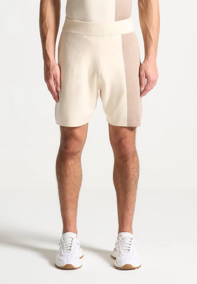 Manire De Voir Short Sets Manire De Voir Man Colour Block Knit Shorts 8211 BlackBeige