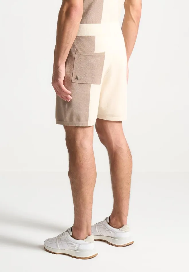 Manire De Voir Short Sets Manire De Voir Man Colour Block Knit Shorts 8211 BlackBeige