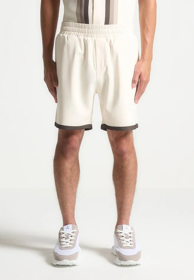 Manire De Voir Short Sets Manire De Voir Man Contrast Border Shorts 8211 CreamBrown