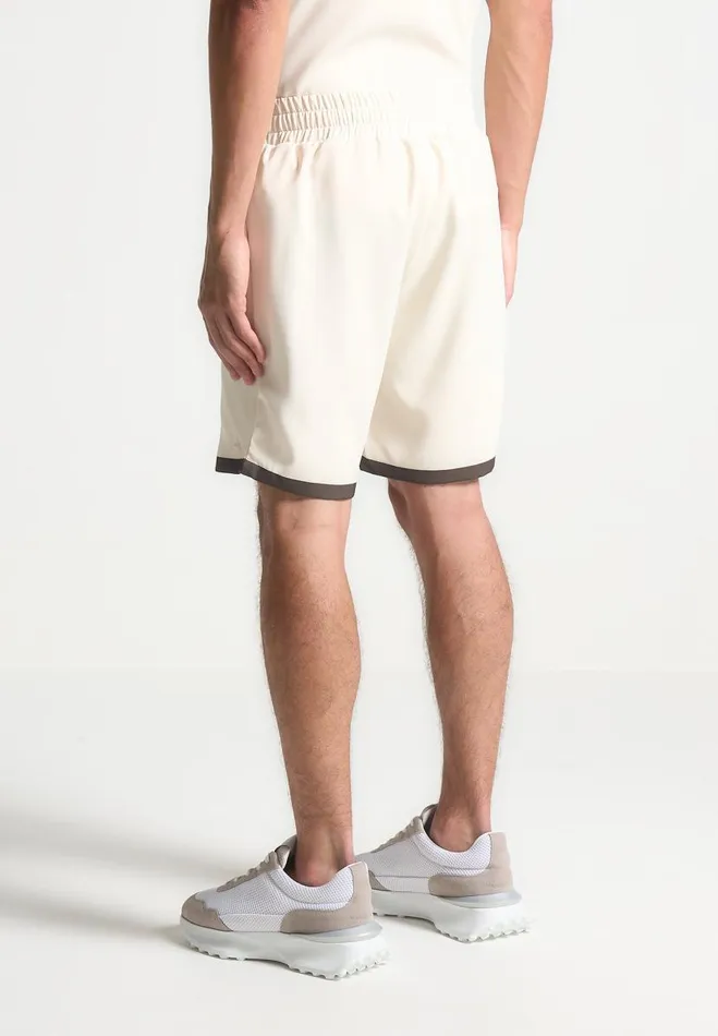 Manire De Voir Short Sets Manire De Voir Man Contrast Border Shorts 8211 CreamBrown