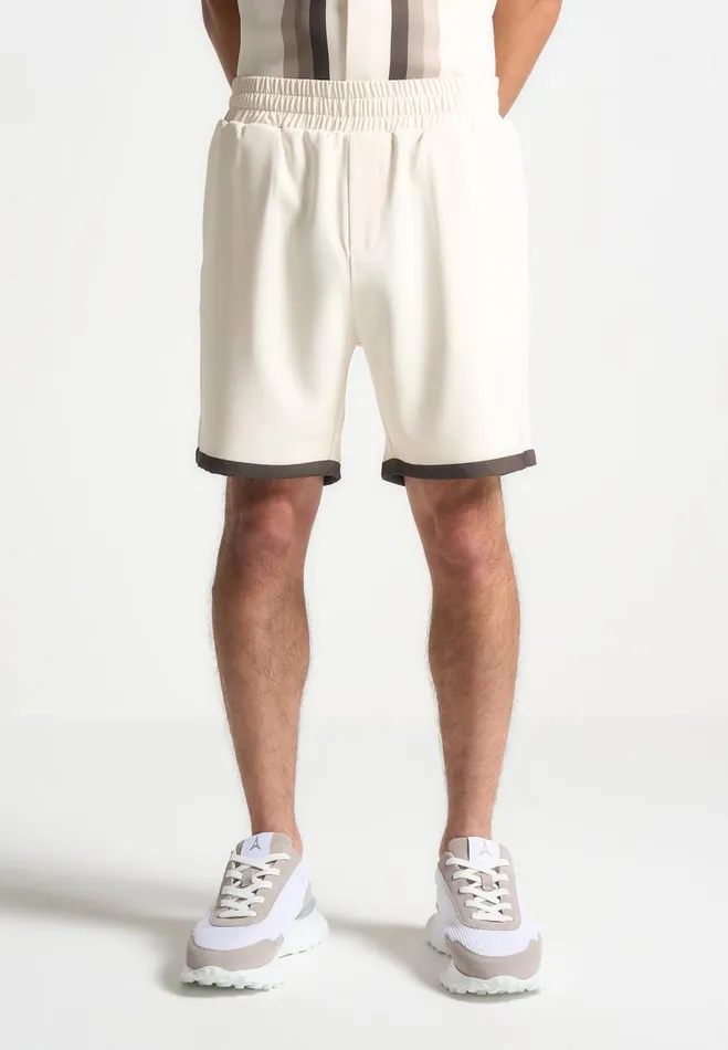 Manire De Voir Short Sets Manire De Voir Man Contrast Border Shorts 8211 CreamBrown